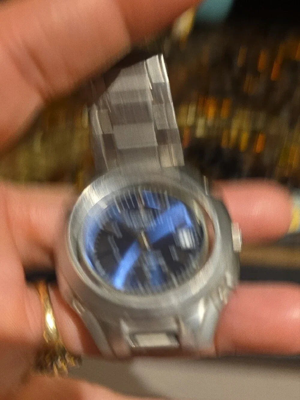 Casio Silver Stainless Steel Watch with Blue Sunburst Dial